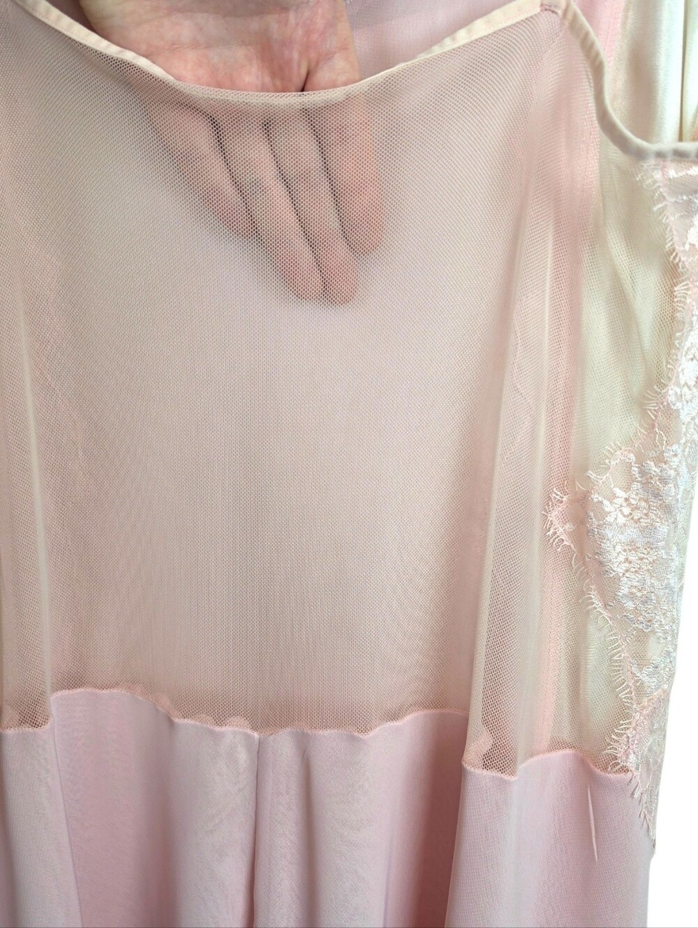 VTG Valerie Stevens Slip Dress Sz L Sheer Lace Nightgown Fairy Ethereal Feminine - Picture 8 of 10